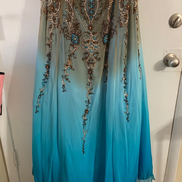 Beautiful Blue and Brown Prom Dress - Picture 3 of 3